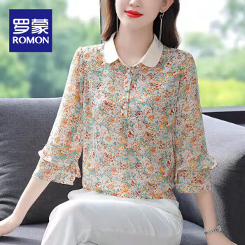 碎花雪纺衫女2022年春夏季新款洋气Pol 碎花雪纺衫女2022年春夏季新款洋气Pol