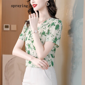 设计夏季新款短袖上衣时尚小众设计感气质女装印 设计夏季新款短袖上衣时尚小众设计感气质女装印