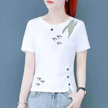 香短袖t恤女2023新款夏装韩版修身百搭小个不规则短款体 香短袖t恤女2023新款夏装韩版修身百搭小个不规则短款体