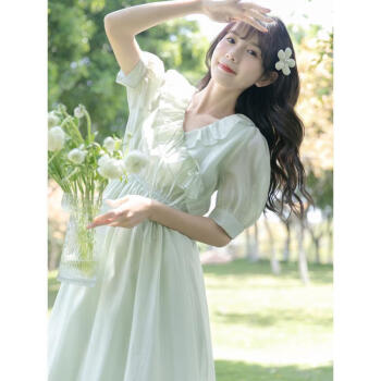 2023新款连衣裙女夏天甜欲风法式小清新学生森系雪纺裙子 2023新款连衣裙女夏天甜欲风法式小清新学生森系雪纺裙子